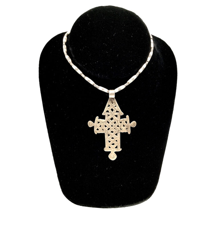 Vintage Ethiopian Cross with Lattice Work, Axum (E311YBL) $110