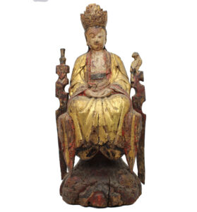 This image has an empty alt attribute; its file name is Guanyin-with-Vase-and-Parrot-on-Vertical-Support-16059--279x300.jpg