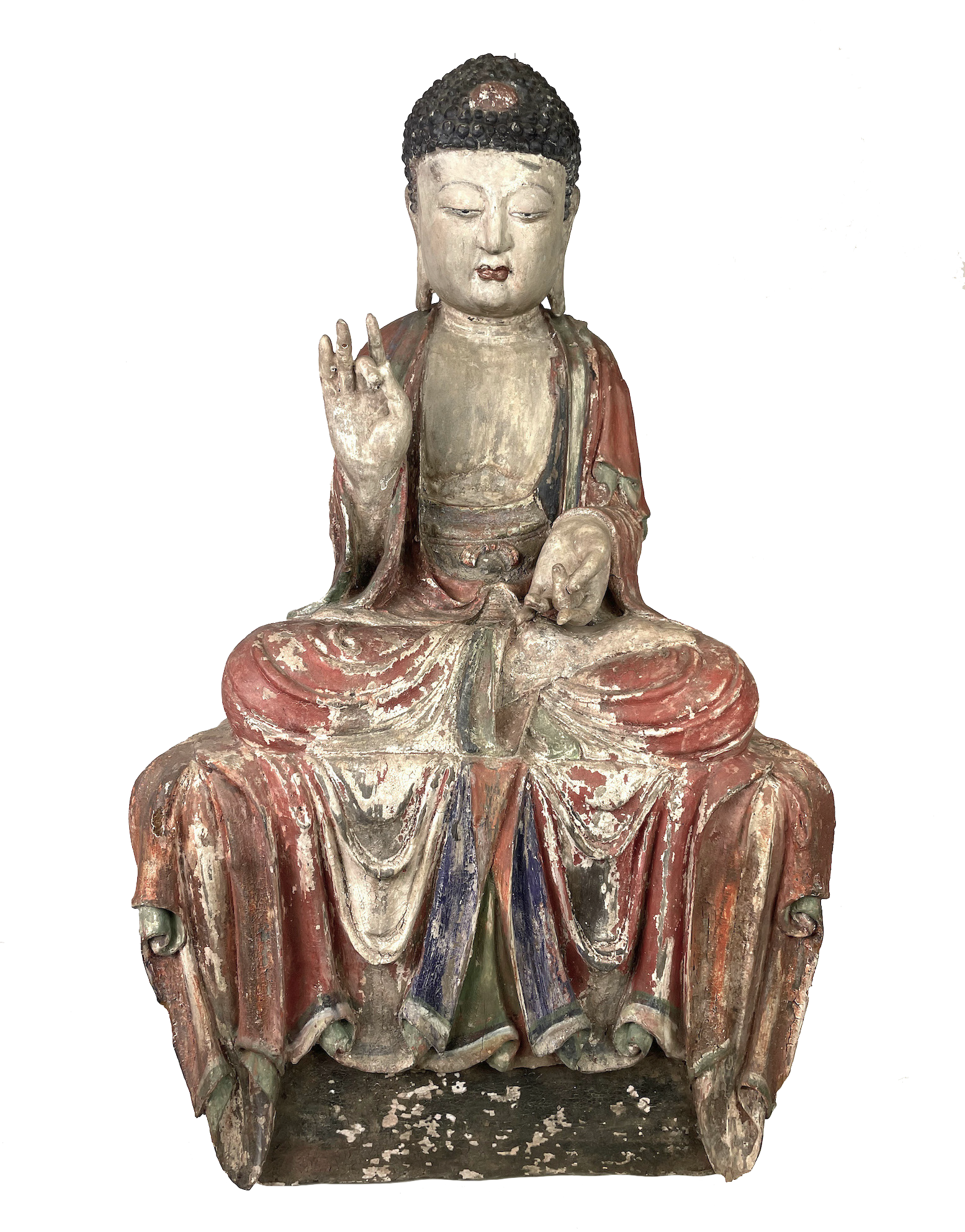 Statue Bouddha assis finition antique