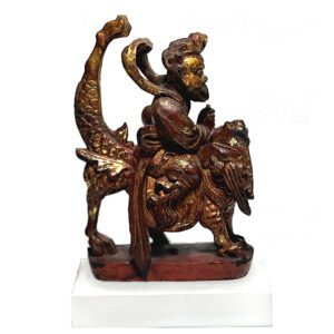 Antique Carved Thunder God Leigong on a Hou, China (16327)