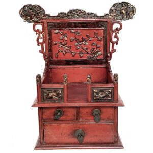 Antique Ladies Vanity Cabinet with Elaborate Carving (16442)