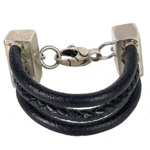 Barry Brinker Leather Bracelet Silver Fittings (P065)
