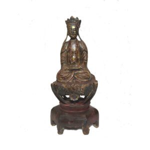 Antique Guanyin in Meditation on Tiered Lotus Throne (16959)
