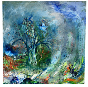 Embraced by Blue Light, Lark Pilinsky,  H: 24"