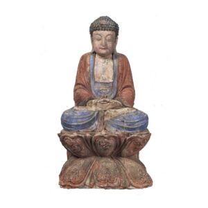 Rare Large Ming Buddha on Elaborate Lotus Throne, China, H: 40" (17008)