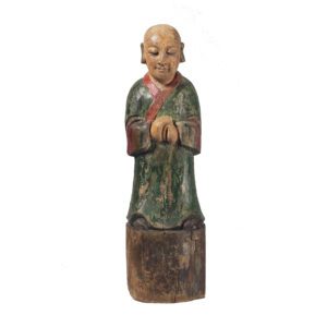 Antique Standing Buddhist Monk on High Pedestal, China (16717)