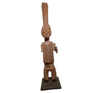 Vintage Carved House Post of Warrior, Nigeria, Yoruba (1970)